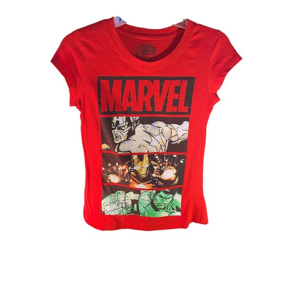 Marvel Avengers Assemble Red Graphic Tee Featuring Hulk & Iron Man - Picture 4 of 4